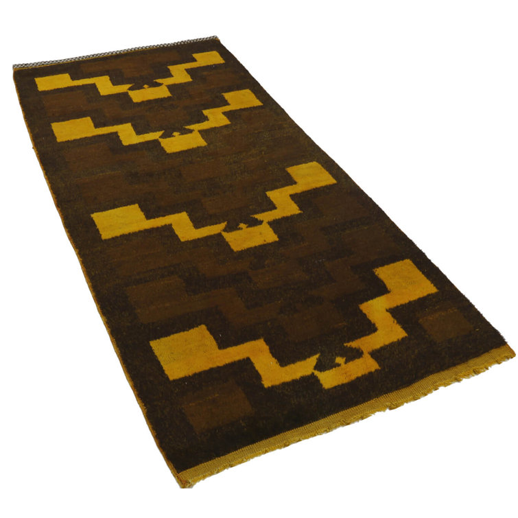 Blue Elephant Hand Knotted Brown/Yellow Rug Wayfair.co.uk